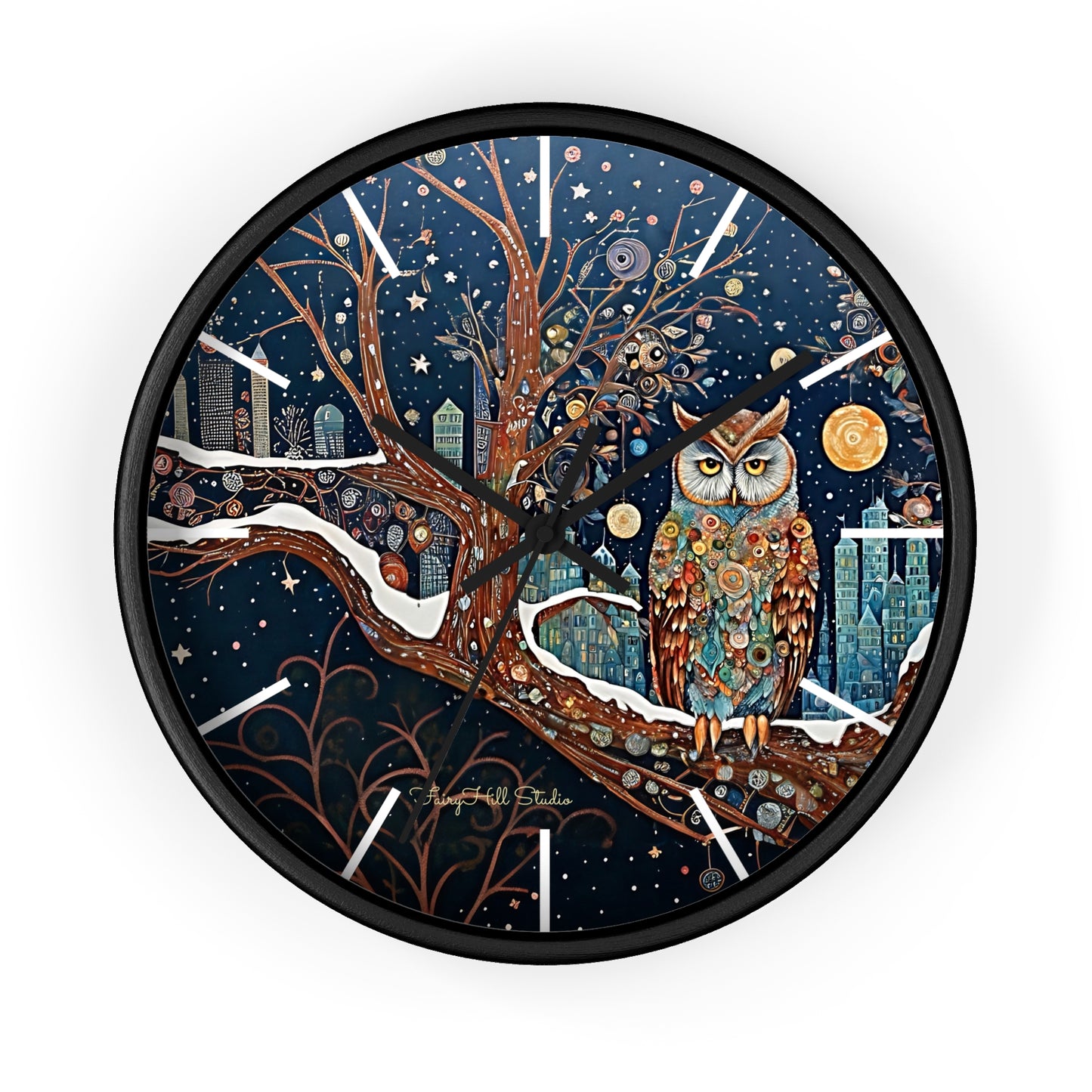 Enchanting Owl Wall Clock, Home Decor, Gift for Fantasy Lovers, Unique Gift, Fairy Tale Decor, Woodland Theme