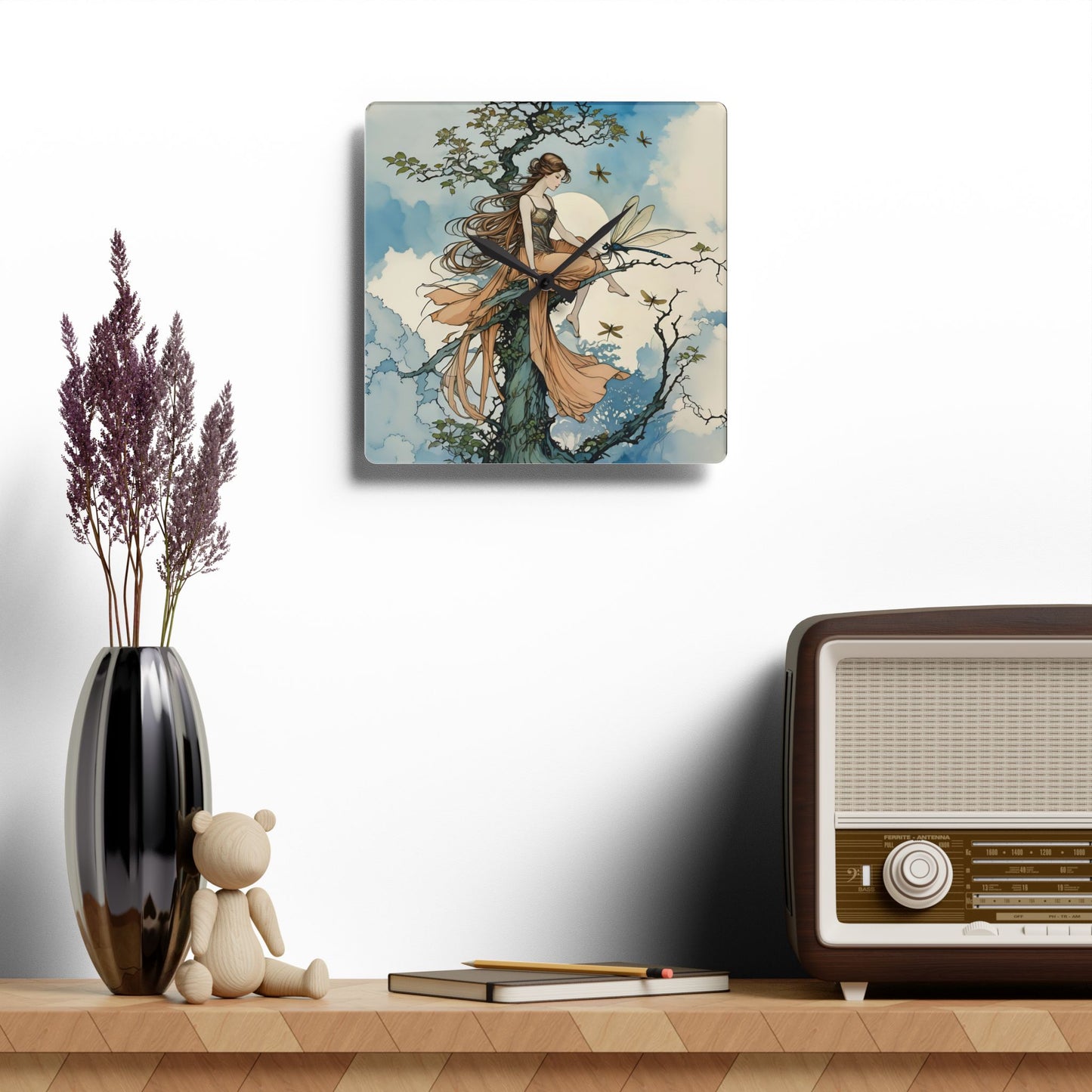 Acrylic Wall Clock Fairy and the Dragonfly