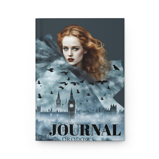 Hardcover Journal London City Skyline at Night Red Head Fashion Model Gift