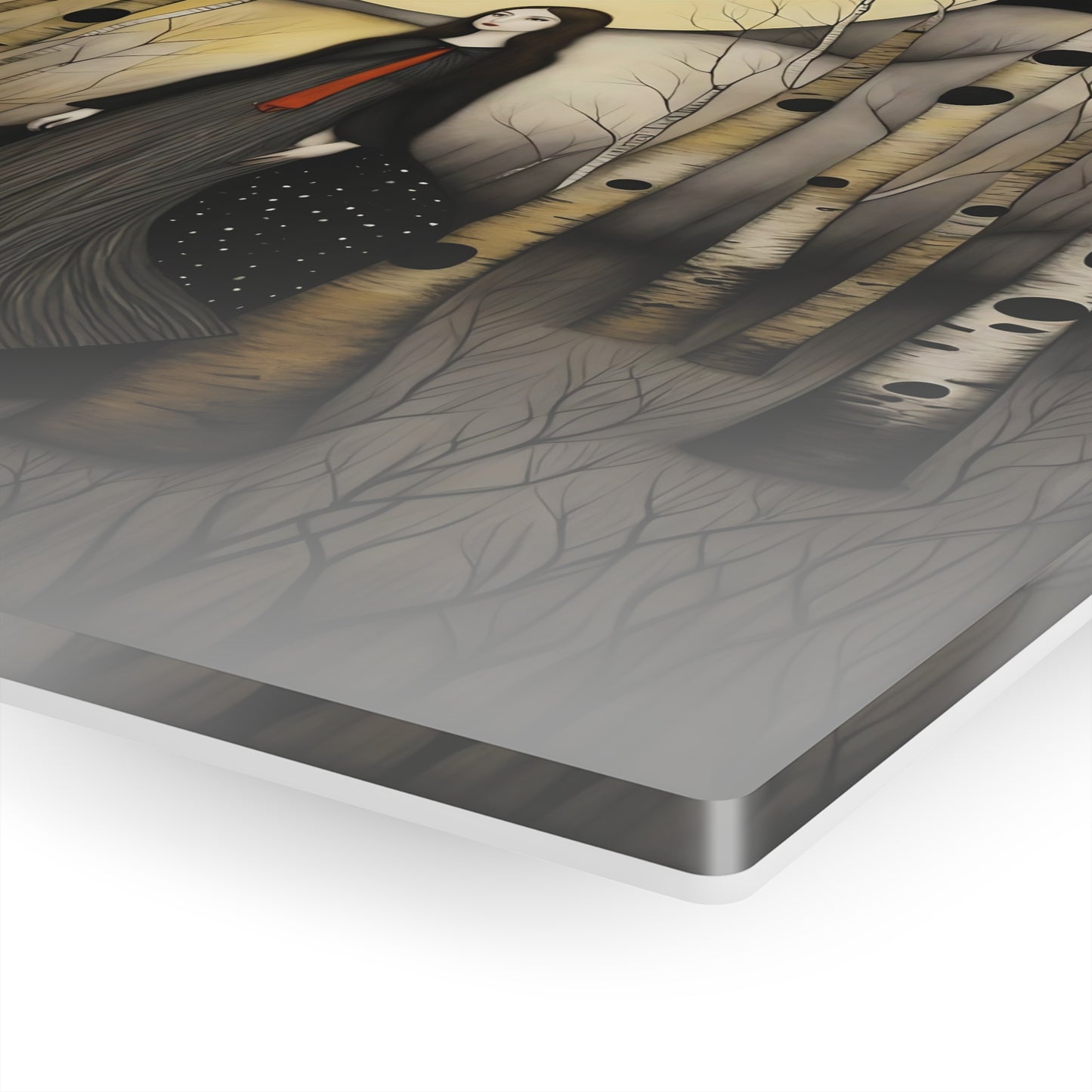 Art Acrylic Prints Moon over the Birch tree forest Art