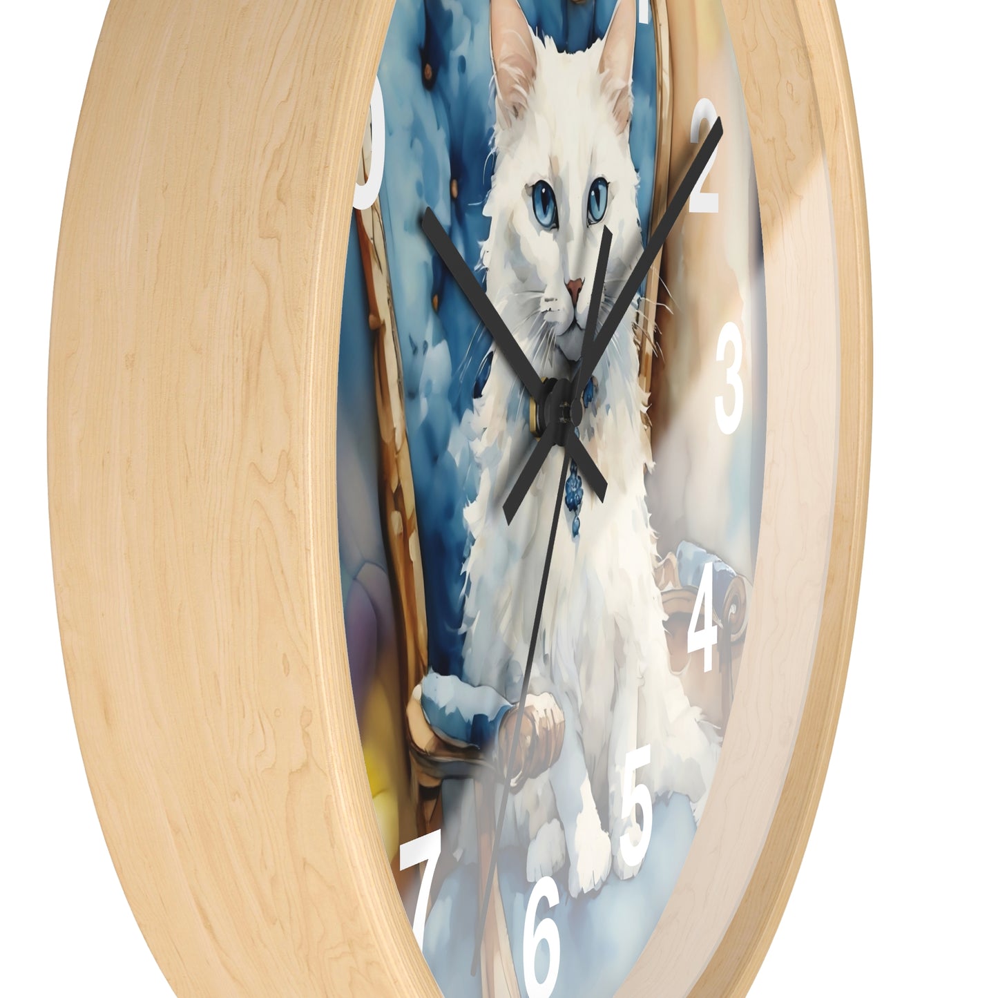 White Cat Lovers Wall Clock