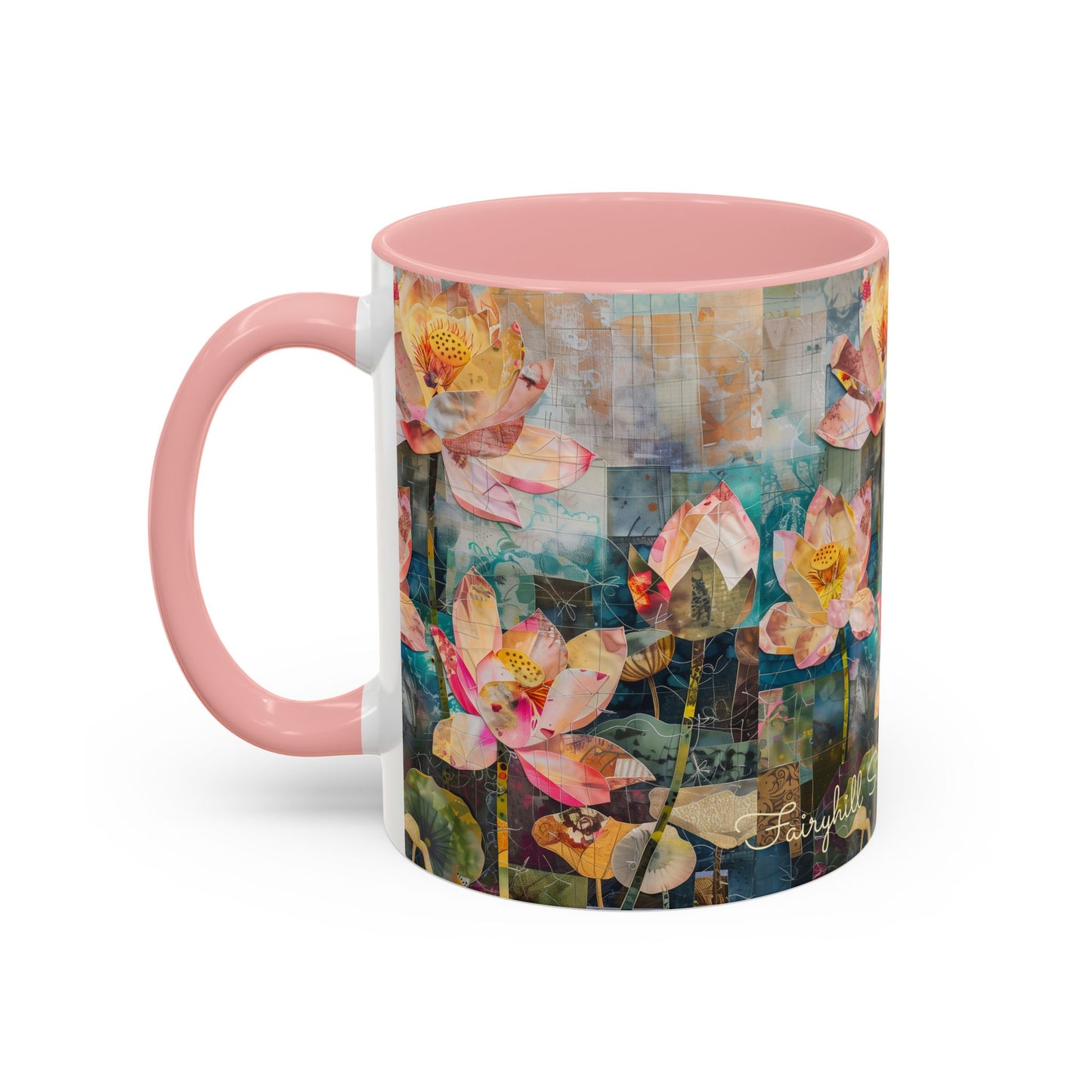 Coffee Mug Monet's pink Water lillies 11oz art by Fairyhill Studio