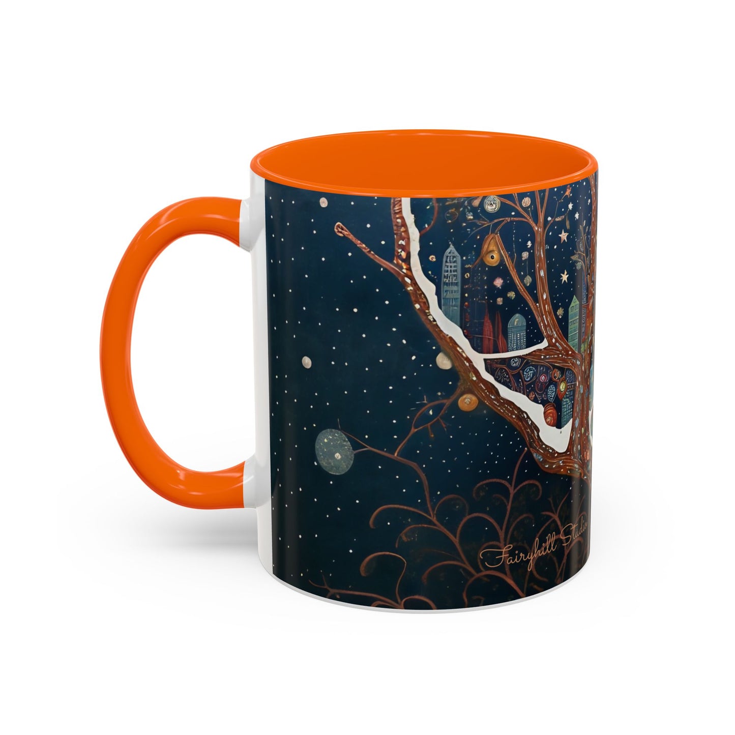 Accent Boho Style Night Owl Mug on a Snowy New York Night Coffee Mug (11, 15oz)