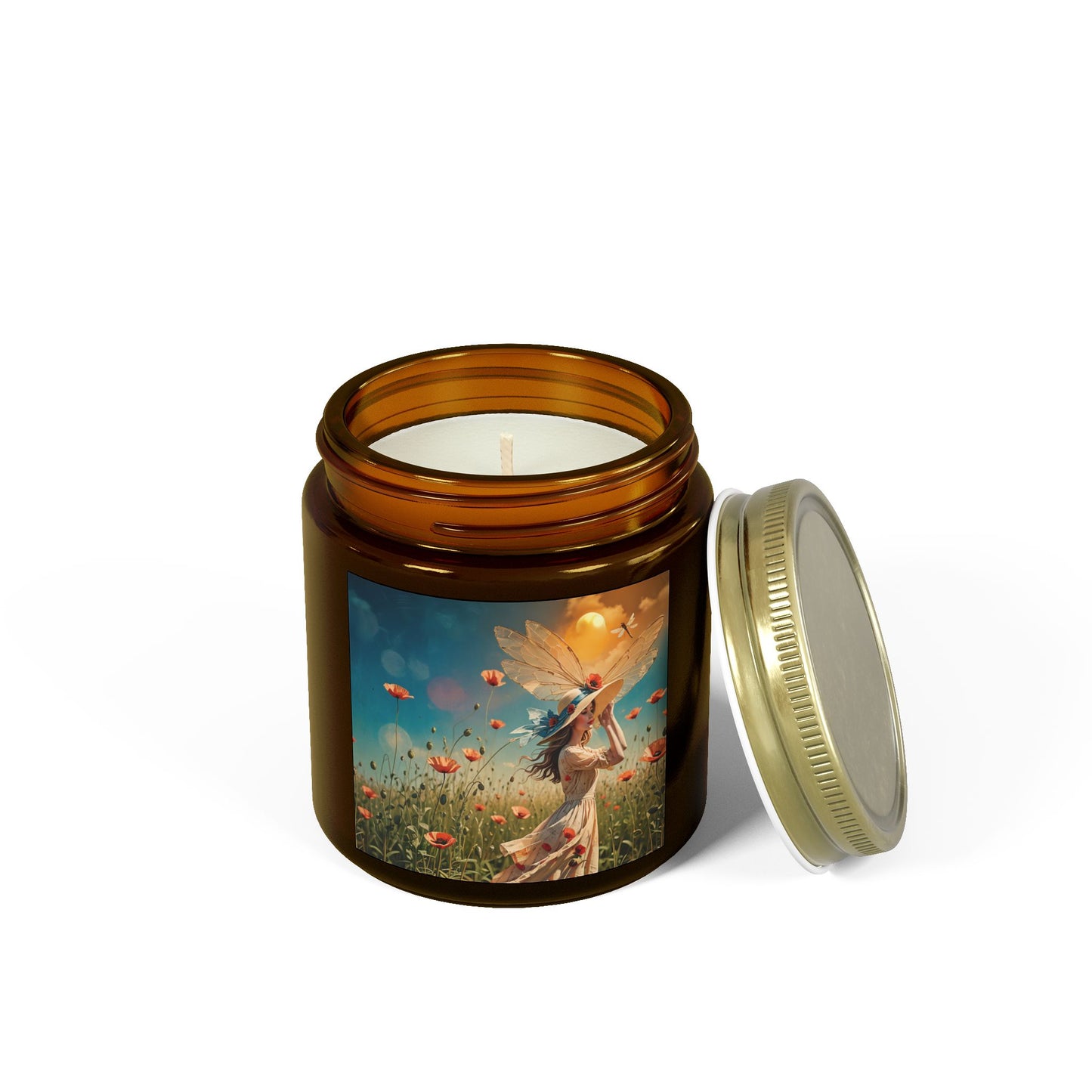 Poppies Scented Candle - Coconut Apricot Wax (4oz, 9oz) - Garden Beauty