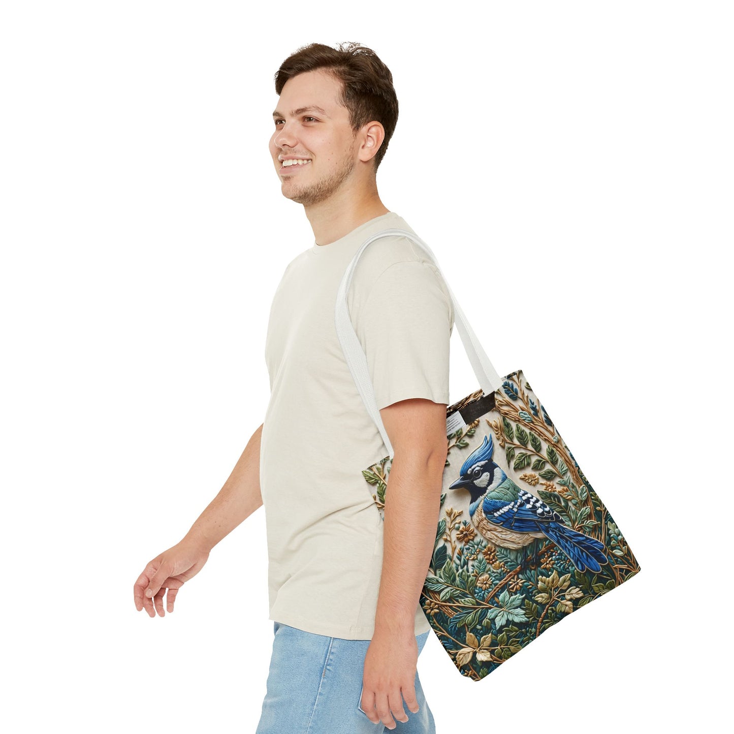 Designer Tote Bag - Blue Jay Bird William Morris Inspired | Eco-Friendly Shopping Bag