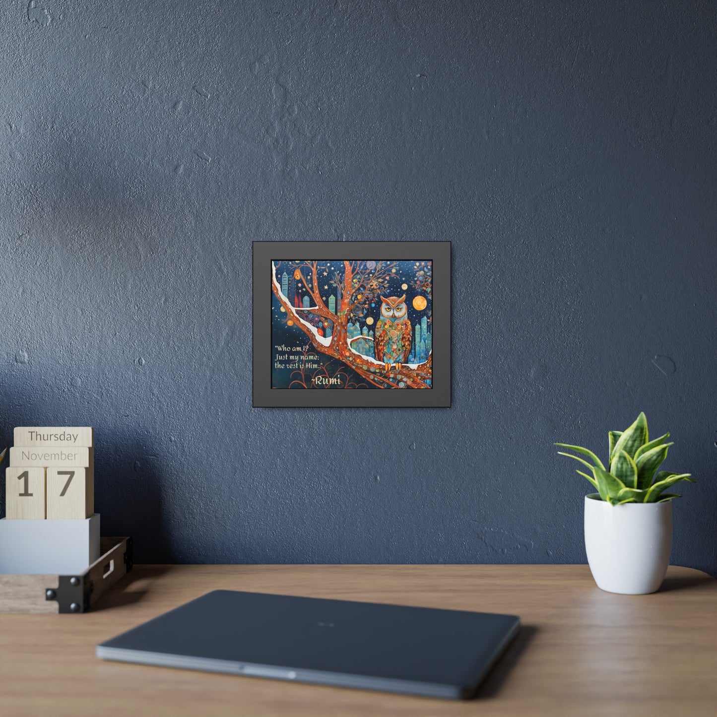 Framed Owl Rumi quote spiritual Owl Poster art by Fairyhill Studio