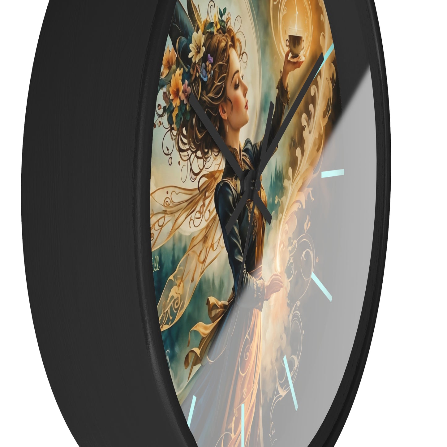 Fairy Coffee Wall Clock / Artistic Fairy Wall Clock, Fantasy Home Decor, Unique Gift for Her, Enchanted Timepiece, Decorative Clock for Living Room