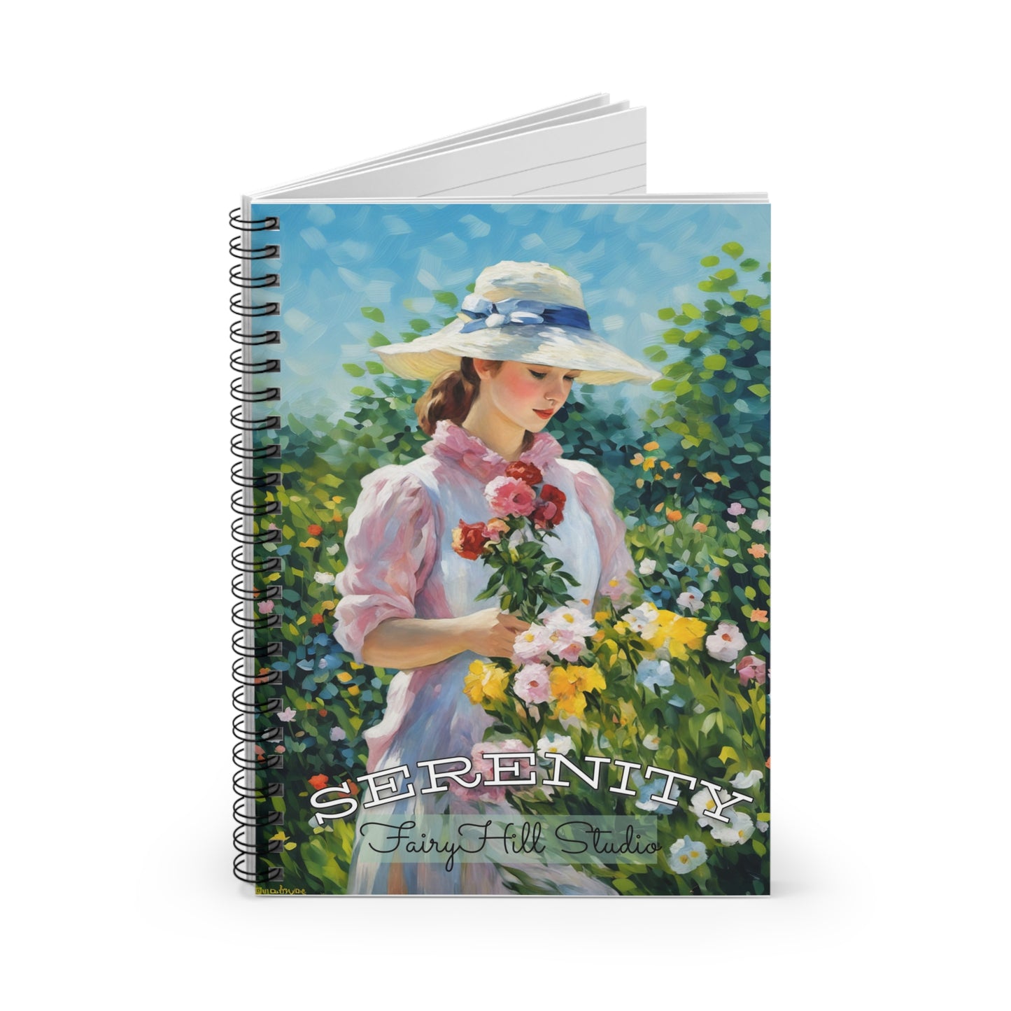 Monet Art Girl Painting Spiral Notebook - Ruled Line