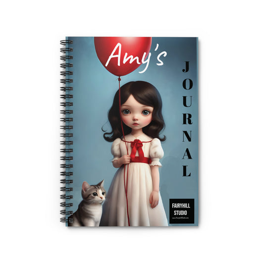 Girl with a butterfly  journal, Spiral Notebook , Ruled Line, Personalized Journal Gift notebook - Customized Journal Personalized Notebook