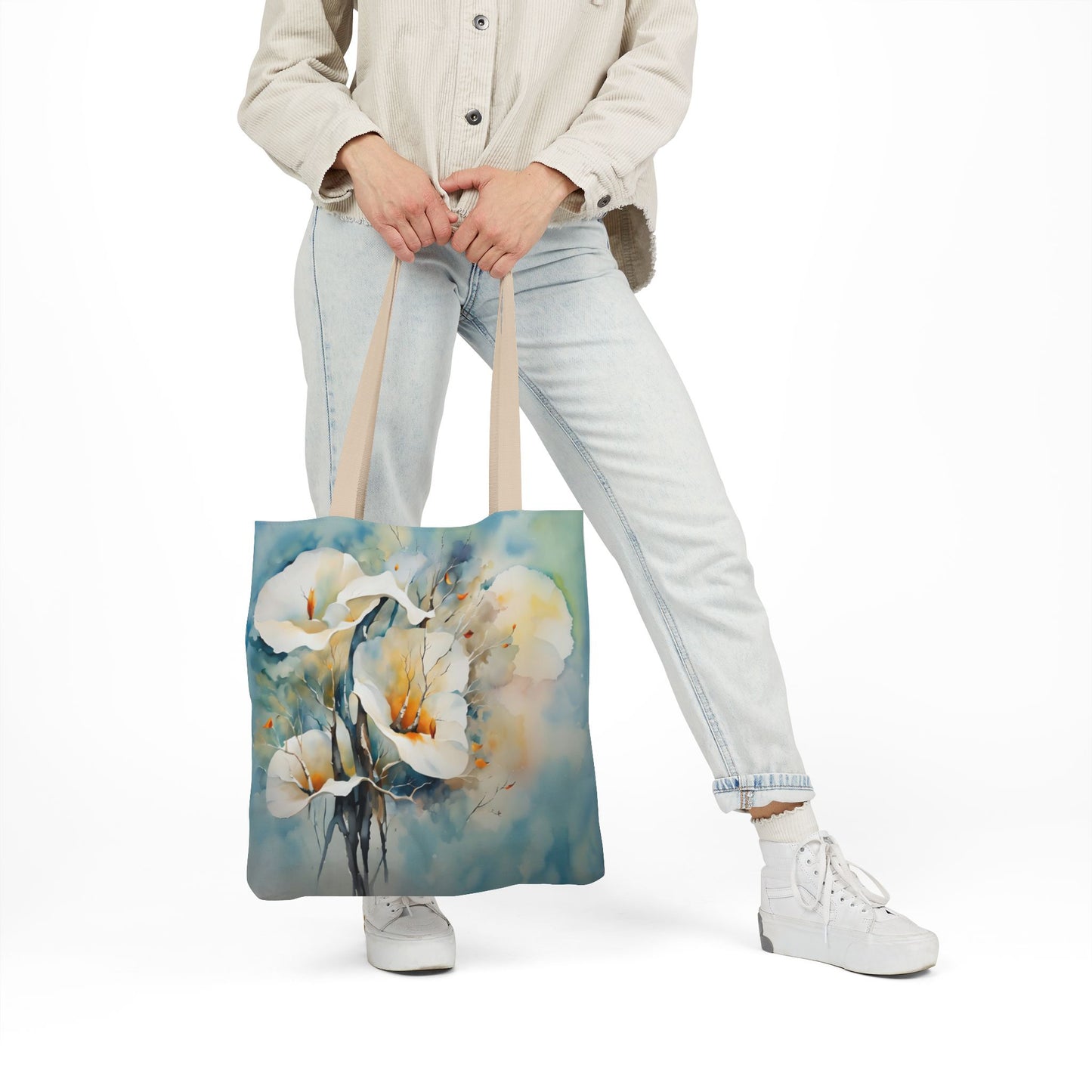 Colorful nature-Inspired  Cala Lilies Canvas Tote Bag - Perfect for Beach Days, Eco-Friendly Shopping, and Summer Fun!