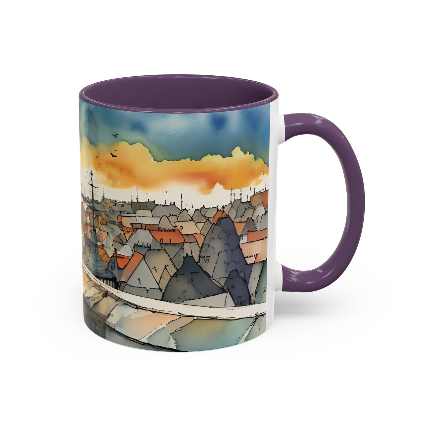 Black cat on a roof top Art-Themed Coffee Mug - 11 & 15oz Accent Mug for Musroom  Fsiry Lovers