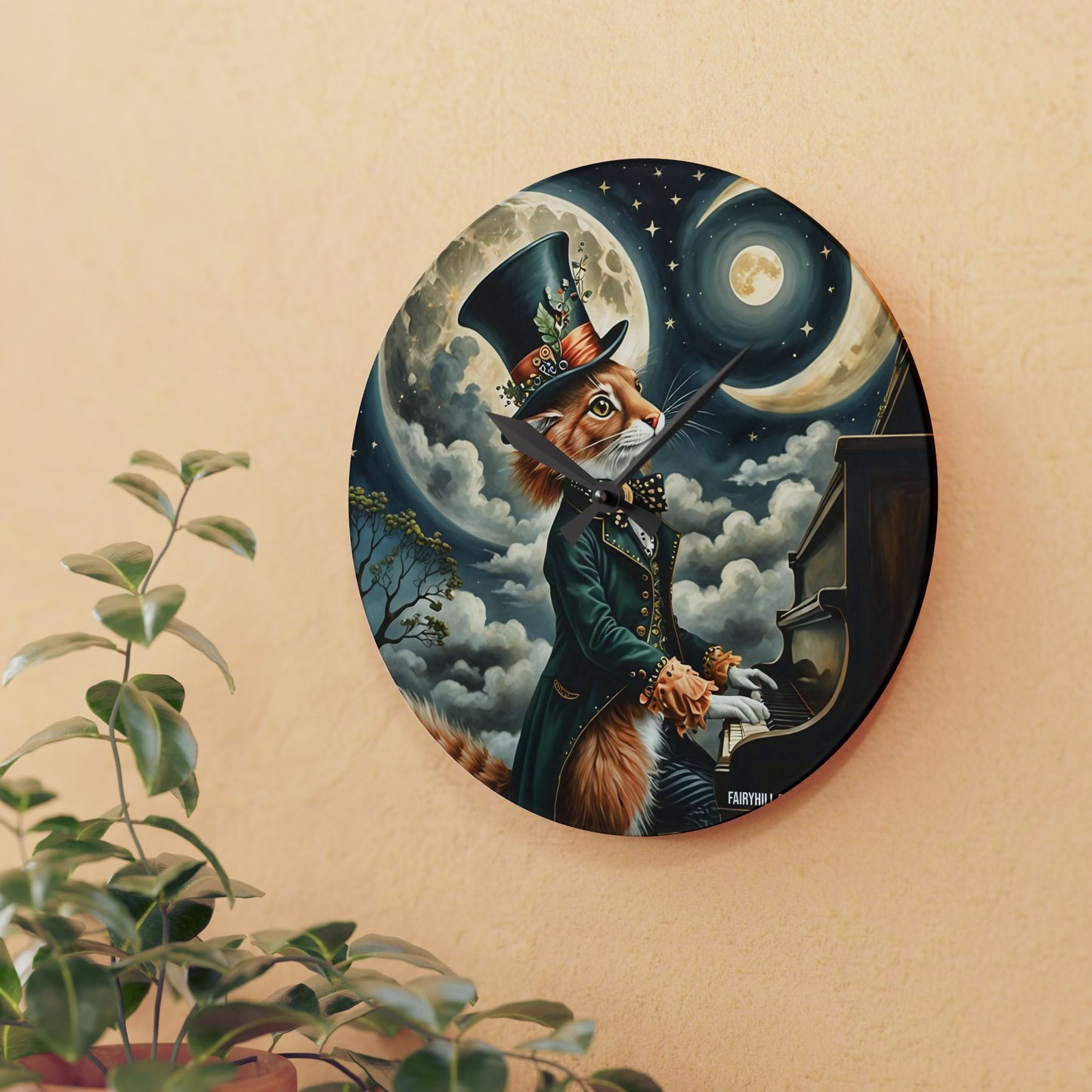 Acrylic Wall Clock Cat Hatter's MoonLight Sonata/Art