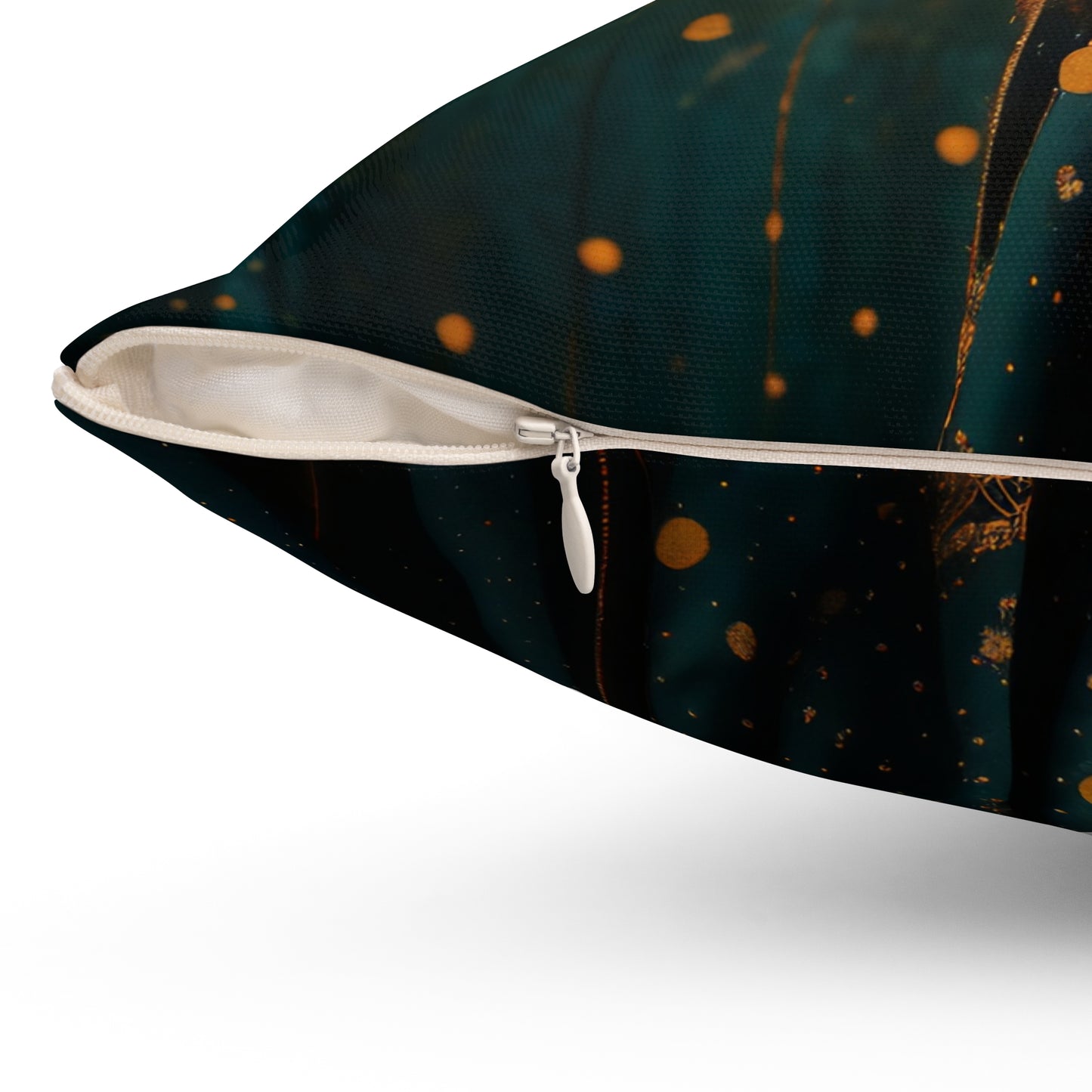 Aurora of the Golden Veil pillow l  Square Pillow - by Fairyhill Studio