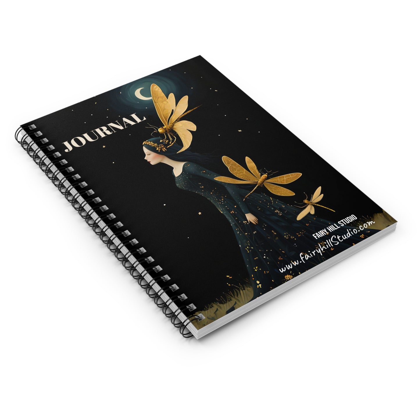 Night Fairy and the Dragonfly Spiral Notebook - Ruled Line