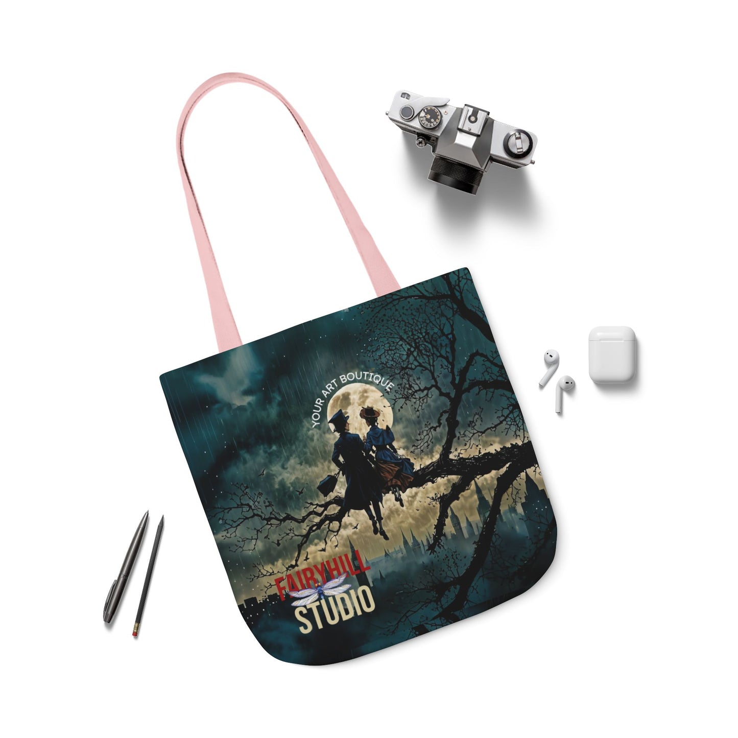 London moon under Rain Canvas Tote Bag - Perfect for Beach Days, Eco-Friendly Shopping, and Summer Fun!