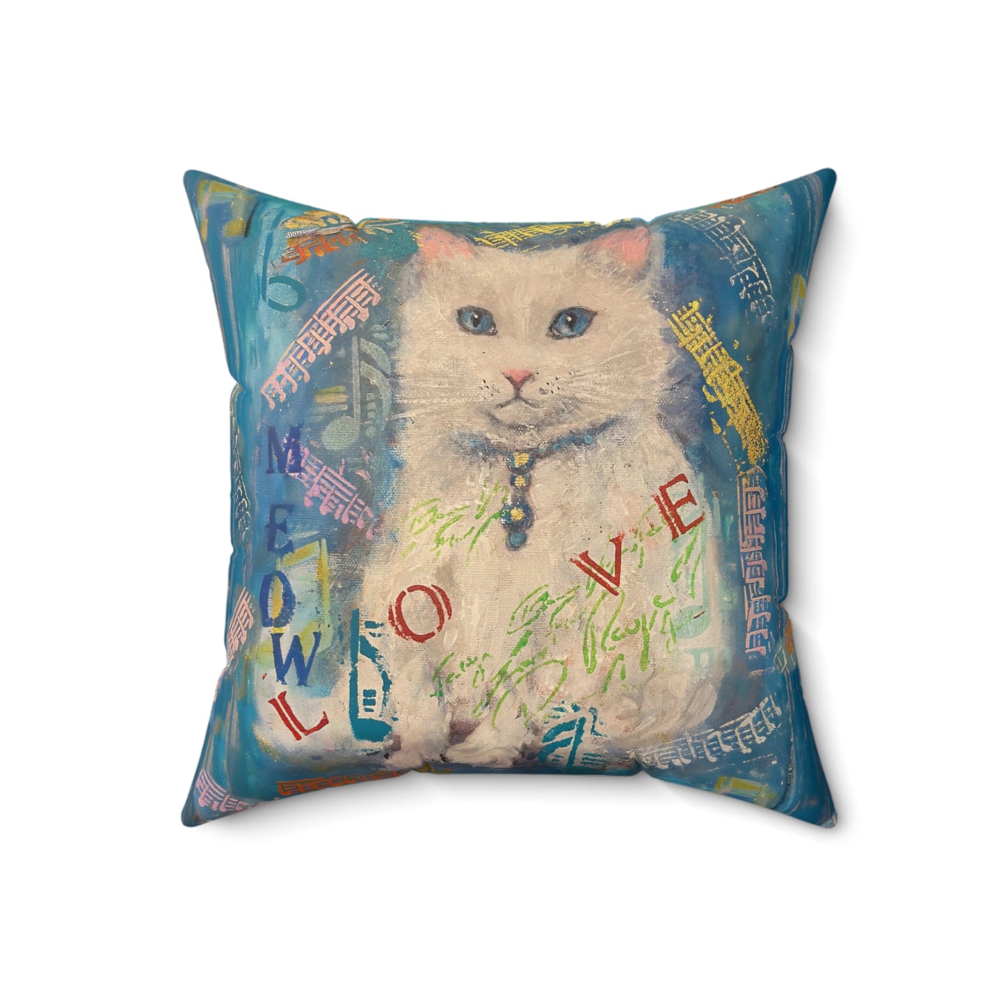 Wall Clock - White Cat Lovers Love Art by Fairyhill Studio