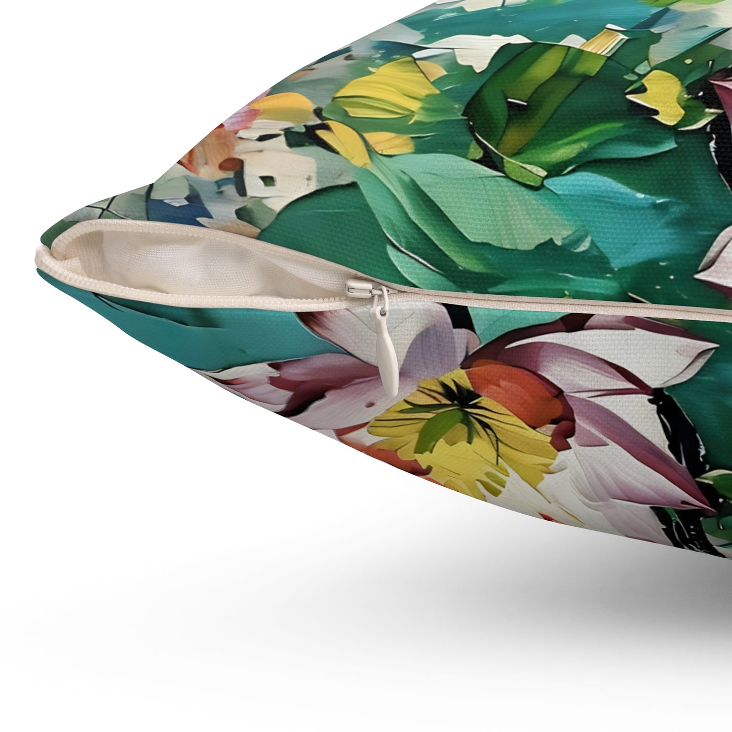 Square Pillow Monet Style Lotus Flowers Art by Fairyhill Studio
