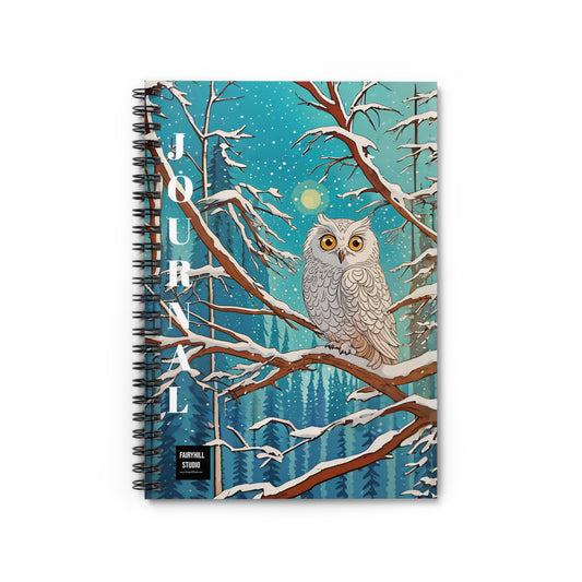 Spiral Notebook - Winter Owl Drawing - Ruled Line