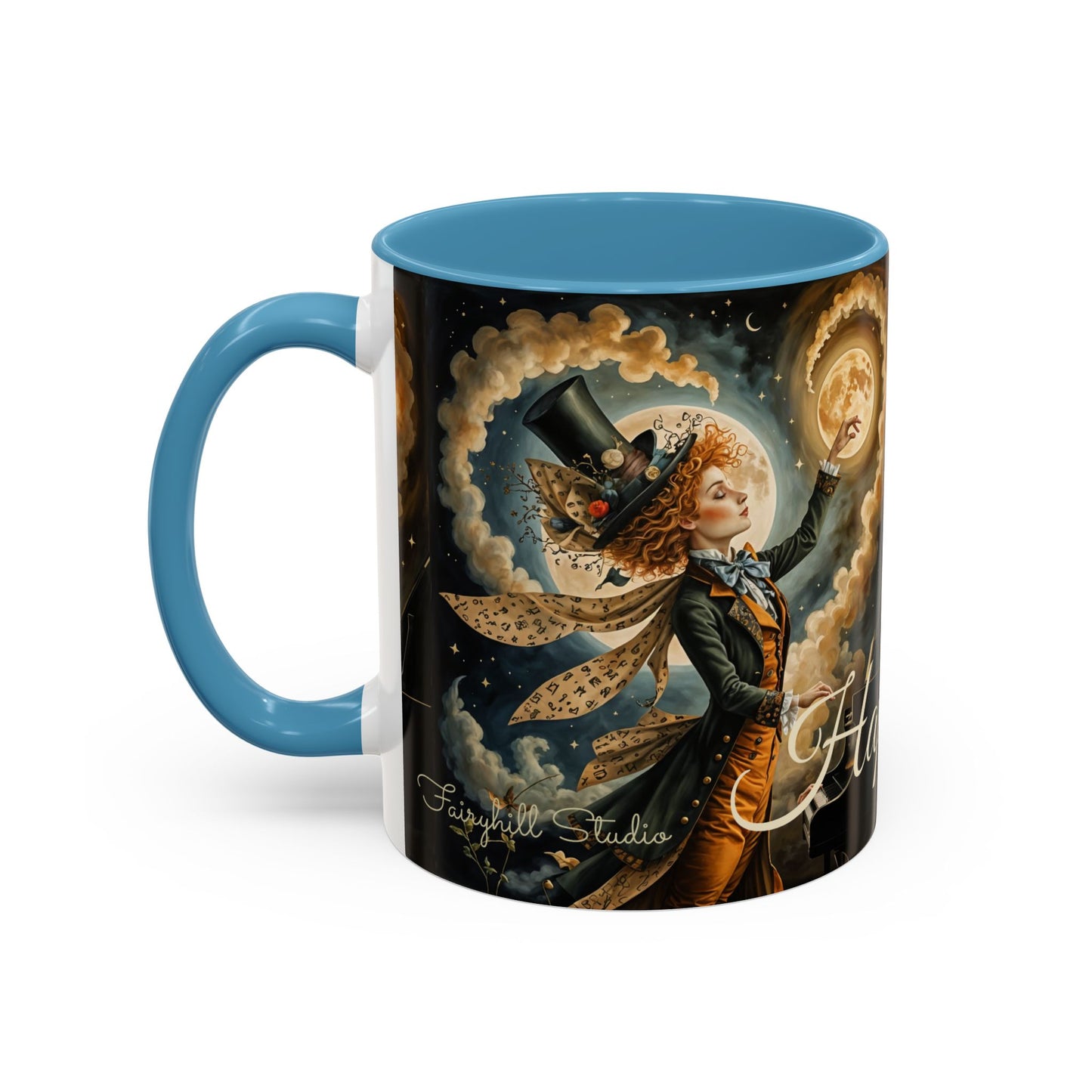 Coffee Mug - Whimsical Mad Hatter Happy Birthday Design by Fairyhill Studio