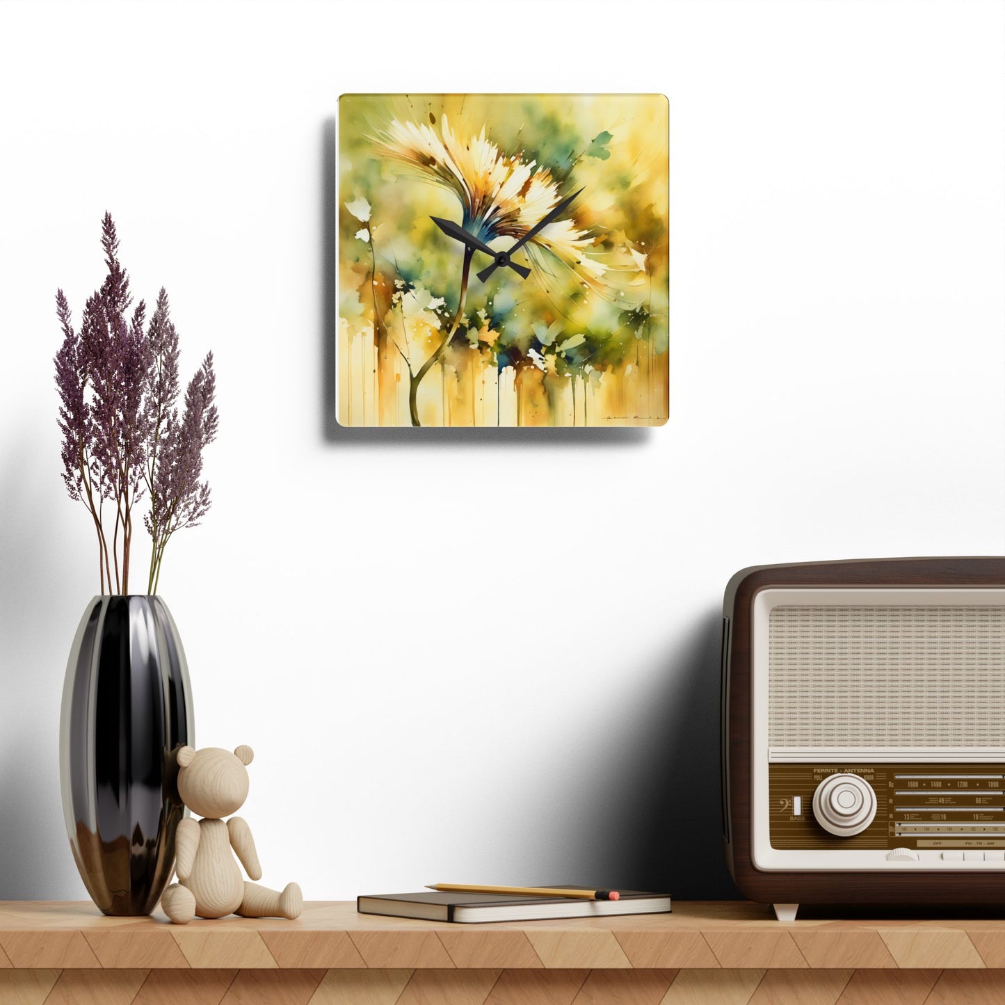 Yellow flower Acrylic Wall Clock