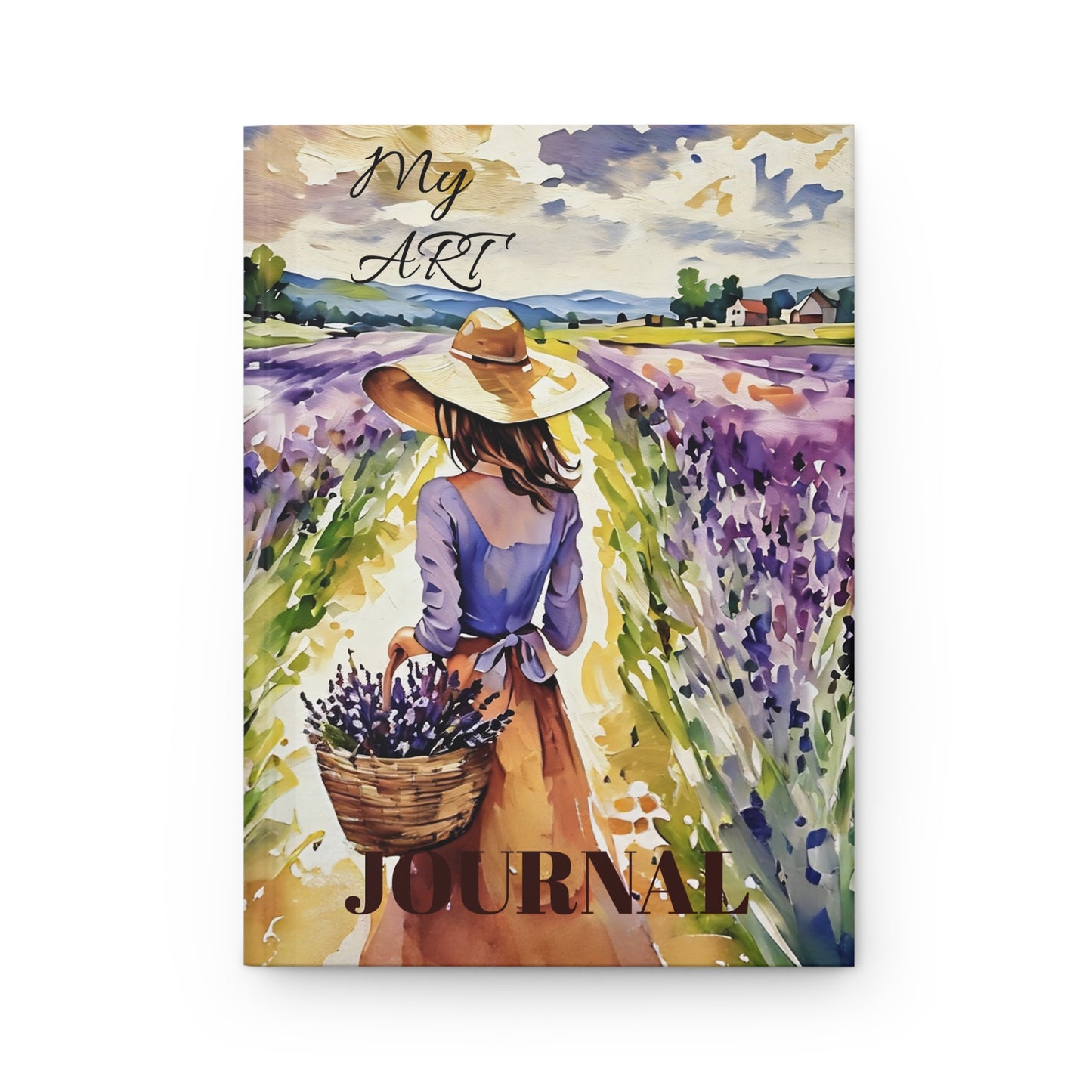 Lavender Field Summer Hat Girl Oil Impressionist Style Fairyhill Studio