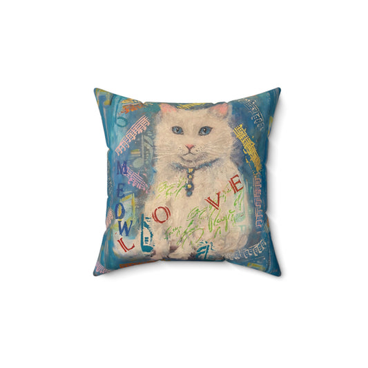 Wall Clock - White Cat Lovers Love Art by Fairyhill Studio