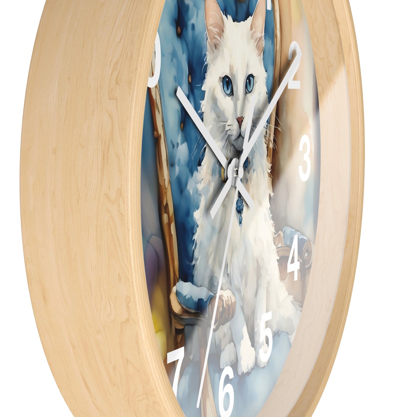 White Cat Lovers Wall Clock
