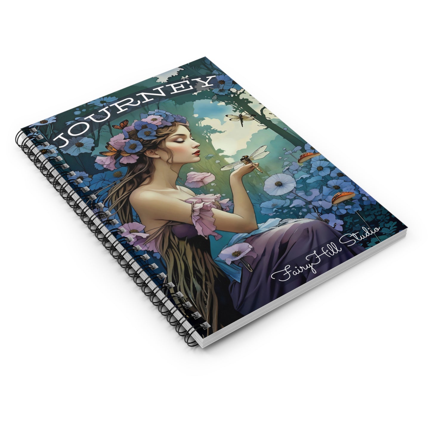 Spiral Notebook/Fairy and the Dragonfly Journal /FairyHill Studio Journal Ruled Line Journal