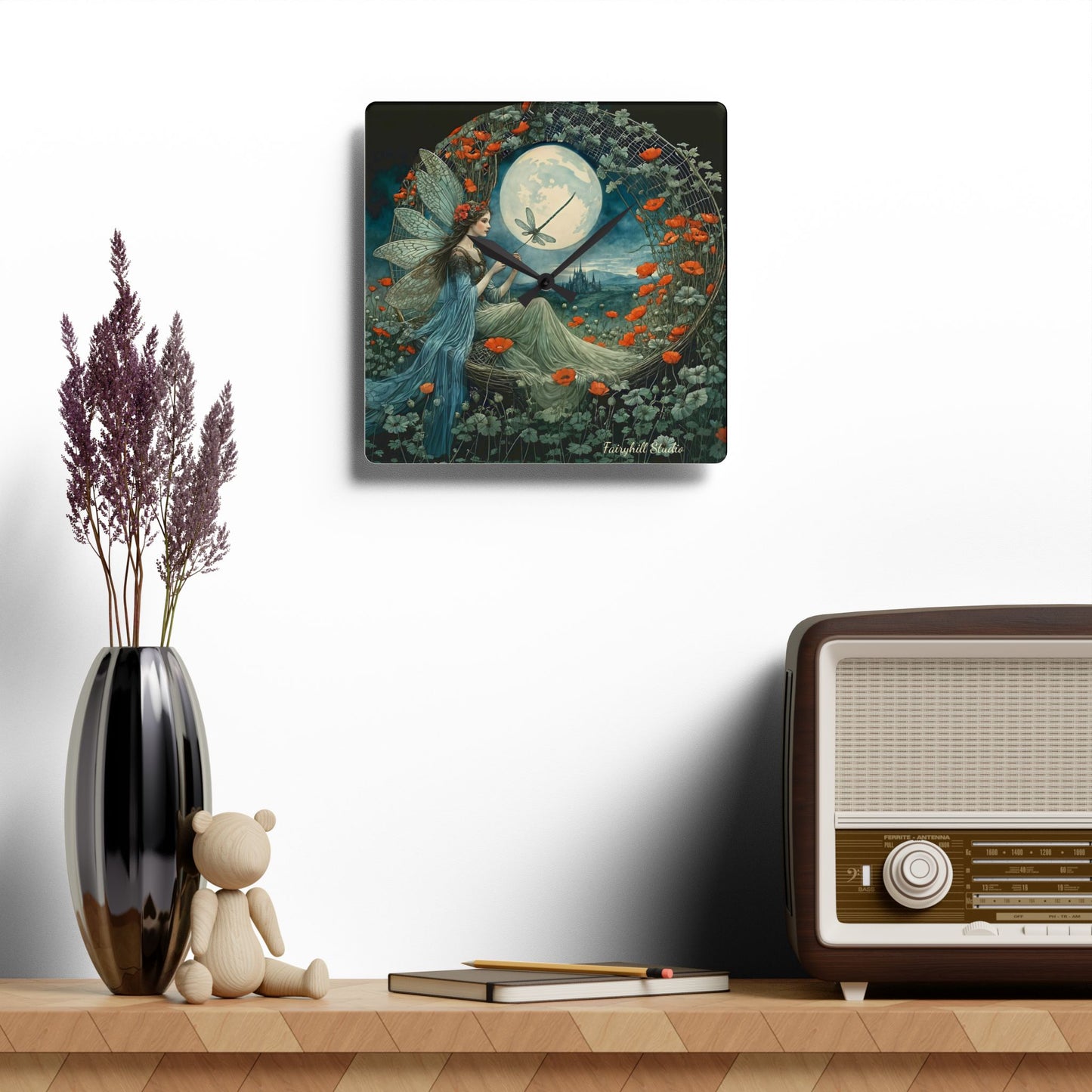 Dragonfly Moon Fairy Wall clock Gift Acrylic Wall Clock