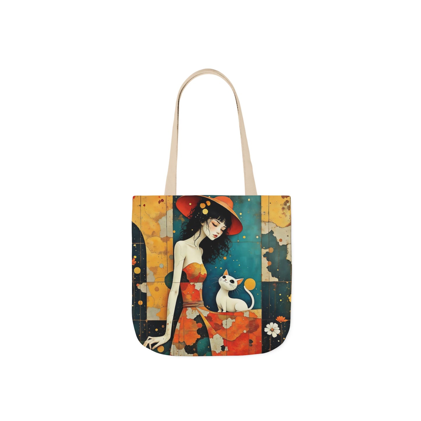 Colorful Cat -Inspired Canvas Tote Bag - Perfect for Beach Days, Eco-Friendly Shopping, and Summer Fun!
