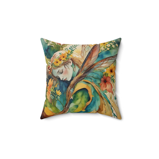 Square Pillow - Forest Angel/Fairy  Pillow Art by Fairyhill Studio