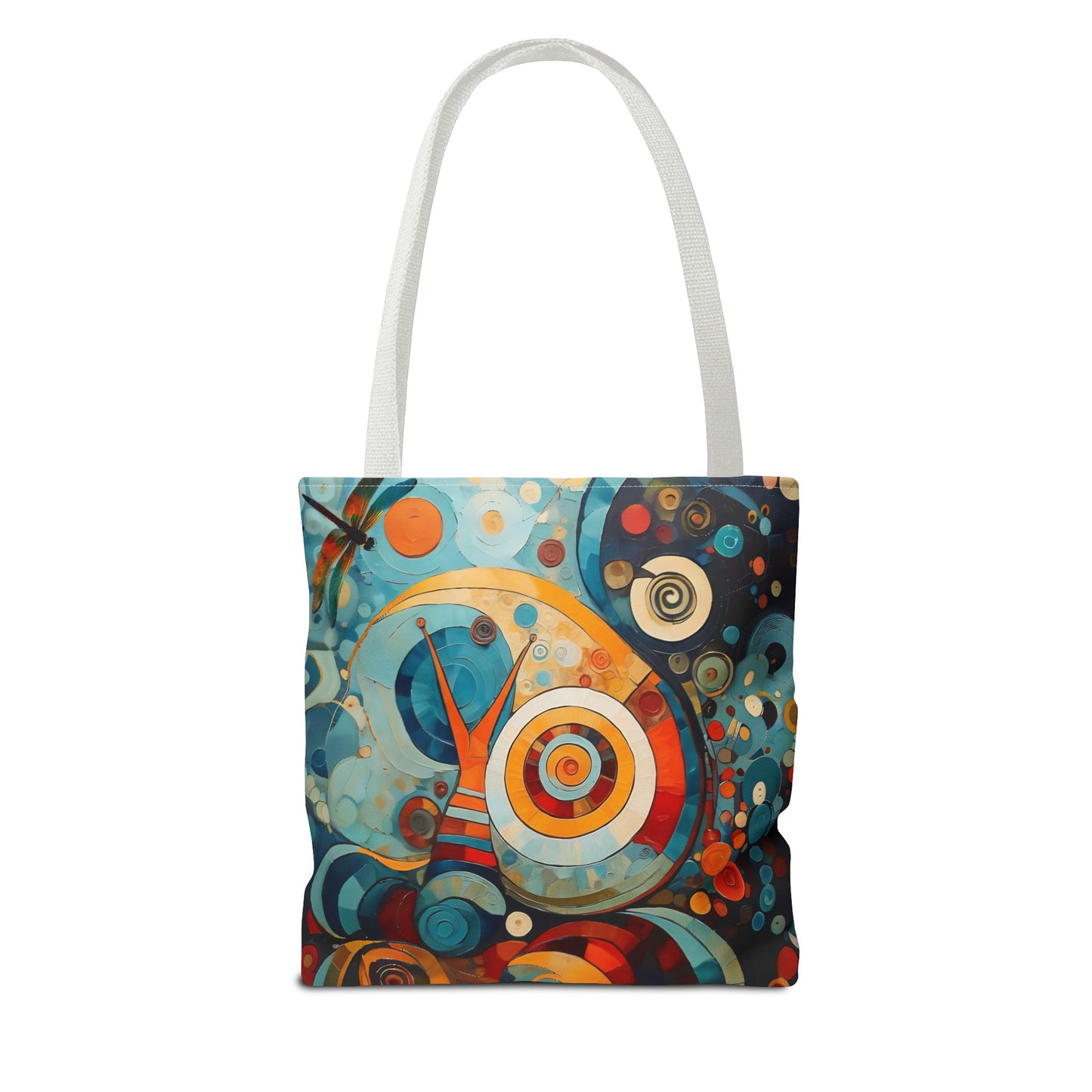 Canvas tote bag Art - Abstract Colorful Snail Dragonfly Circle