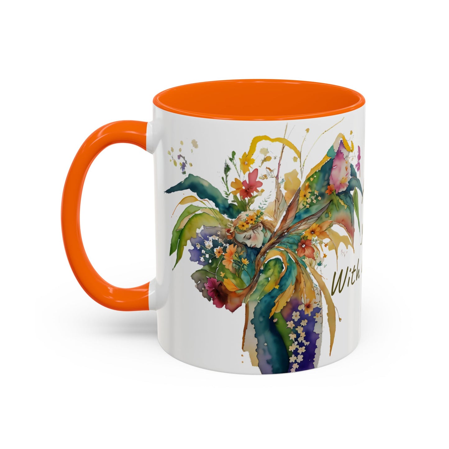 Mug Fairy Angel Blessing Flowers Watercolor Accent Coffee Mug 11 & 15oz