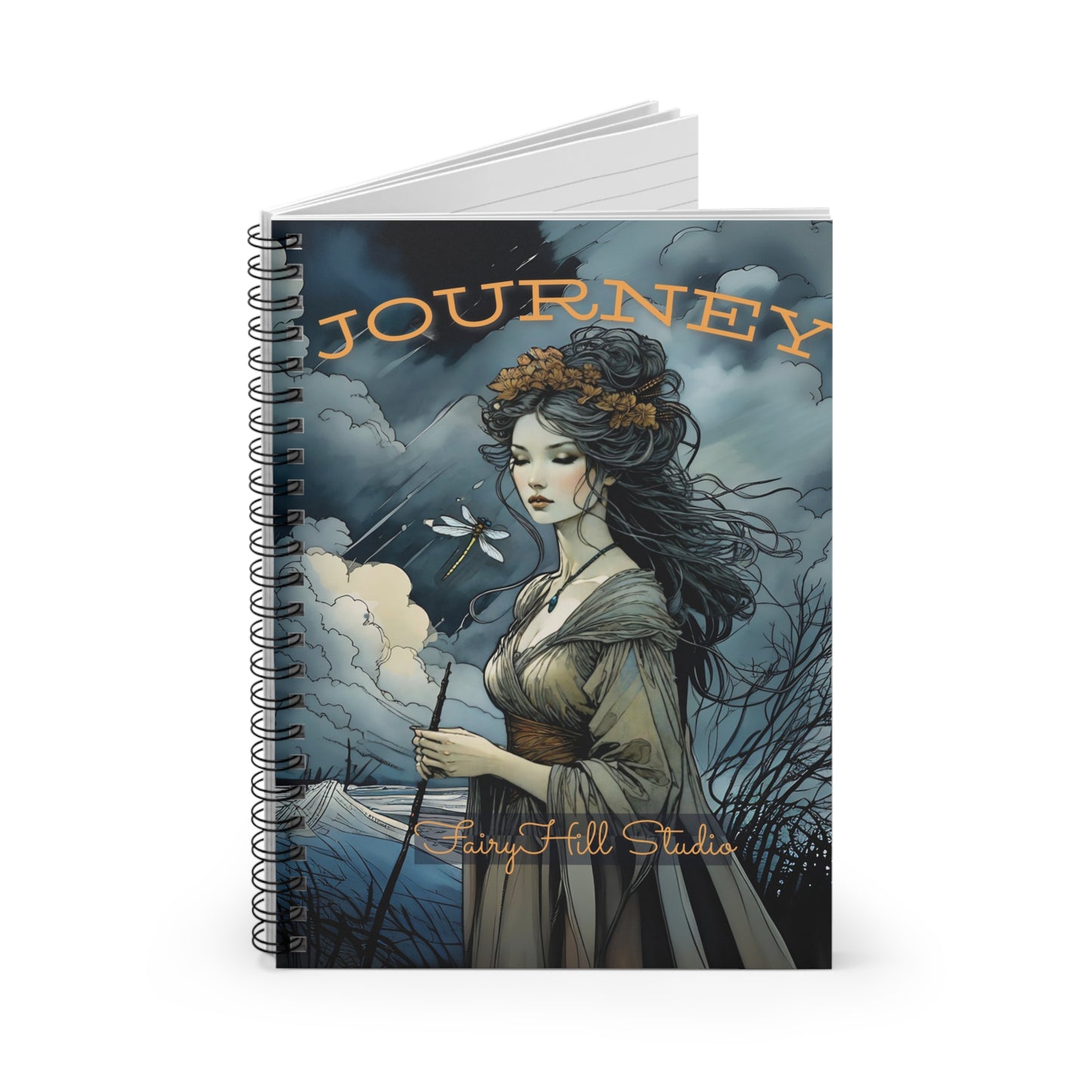 Spiral Notebook - Fairy and Dragonfly Art