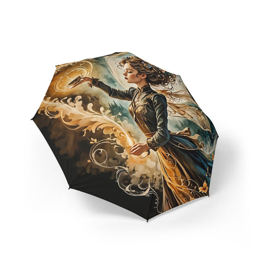 Galaxy Umbrella -Fairy with Coffee spirit Art by Fairyhill studio Semi-Automatic Foldable