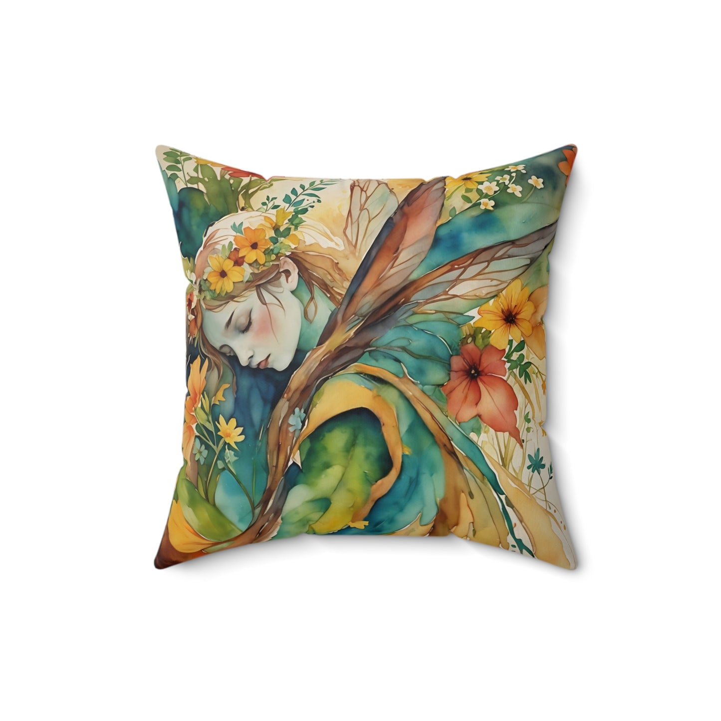 Square Pillow - Forest Angel/Fairy Pillow Art by Fairyhill Studio