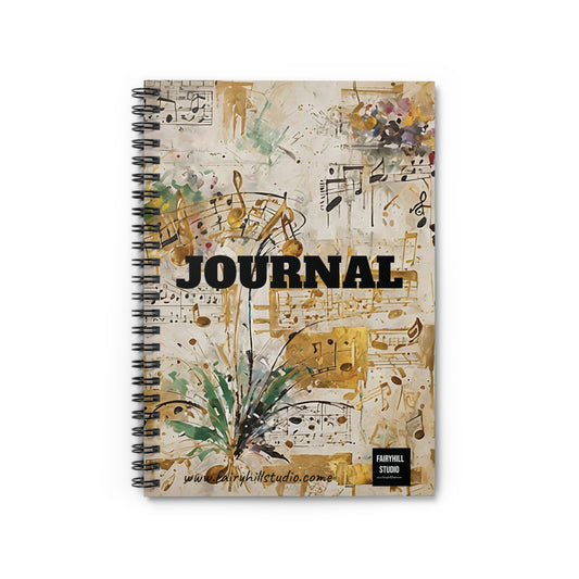 Spiral Notebook - Yellow Flowers Music Notes Journal