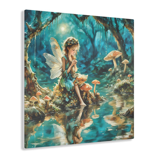 Art Acrylic Prints -Mushroom Fairy and the lake