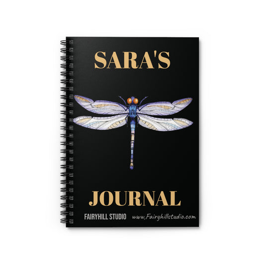 Blue Dragonfly, botanical,Personalized Notebook, Personalized journal,