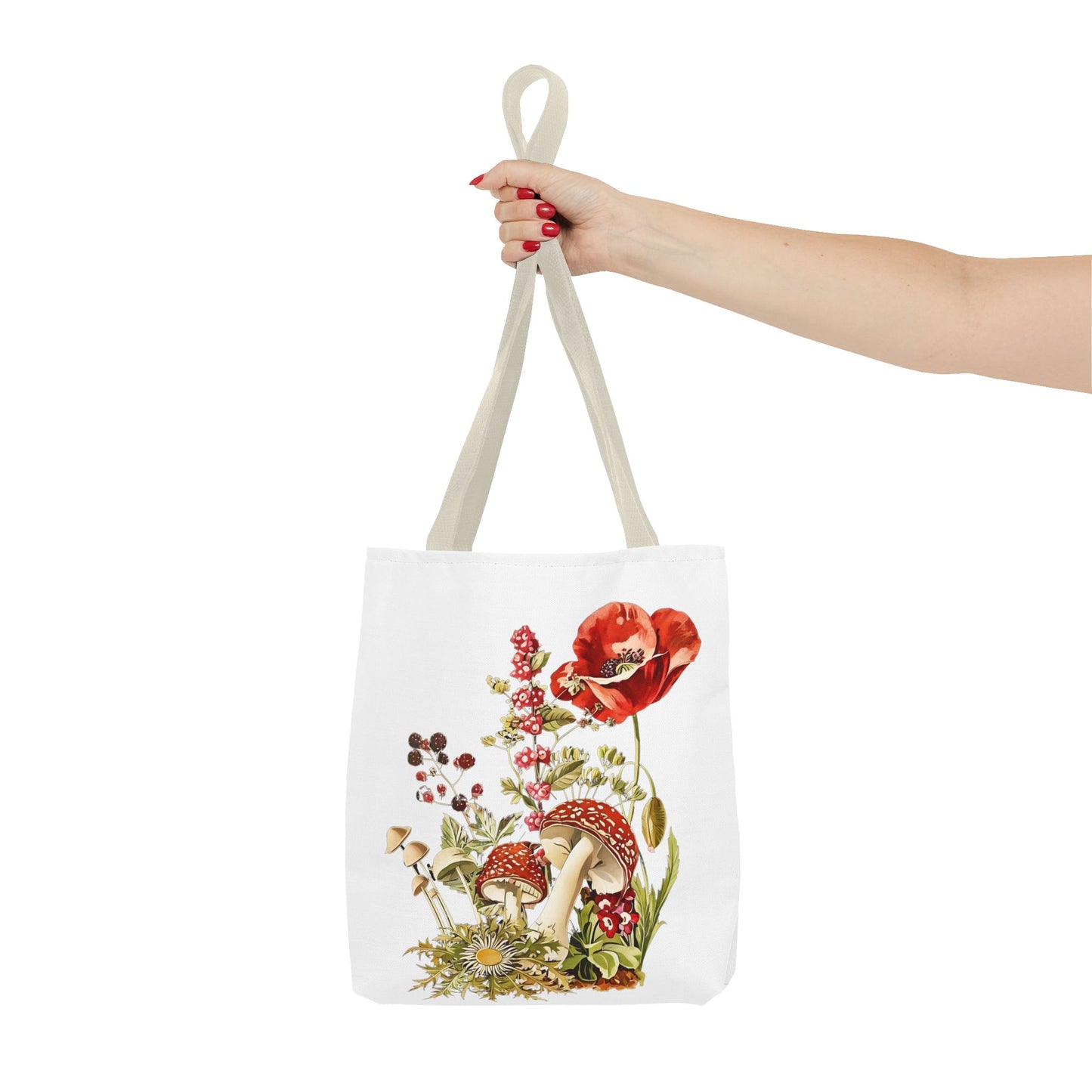 Tote Bag - Red Poppies and Amanita Muscaria Mushrooms Art Print