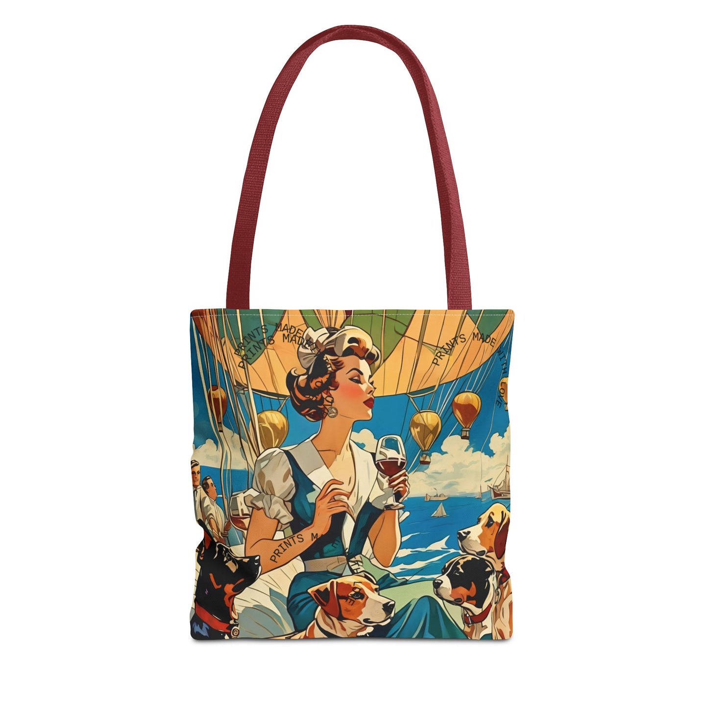 Vintage Hot Air Balloon Dog Lover Tote Bag