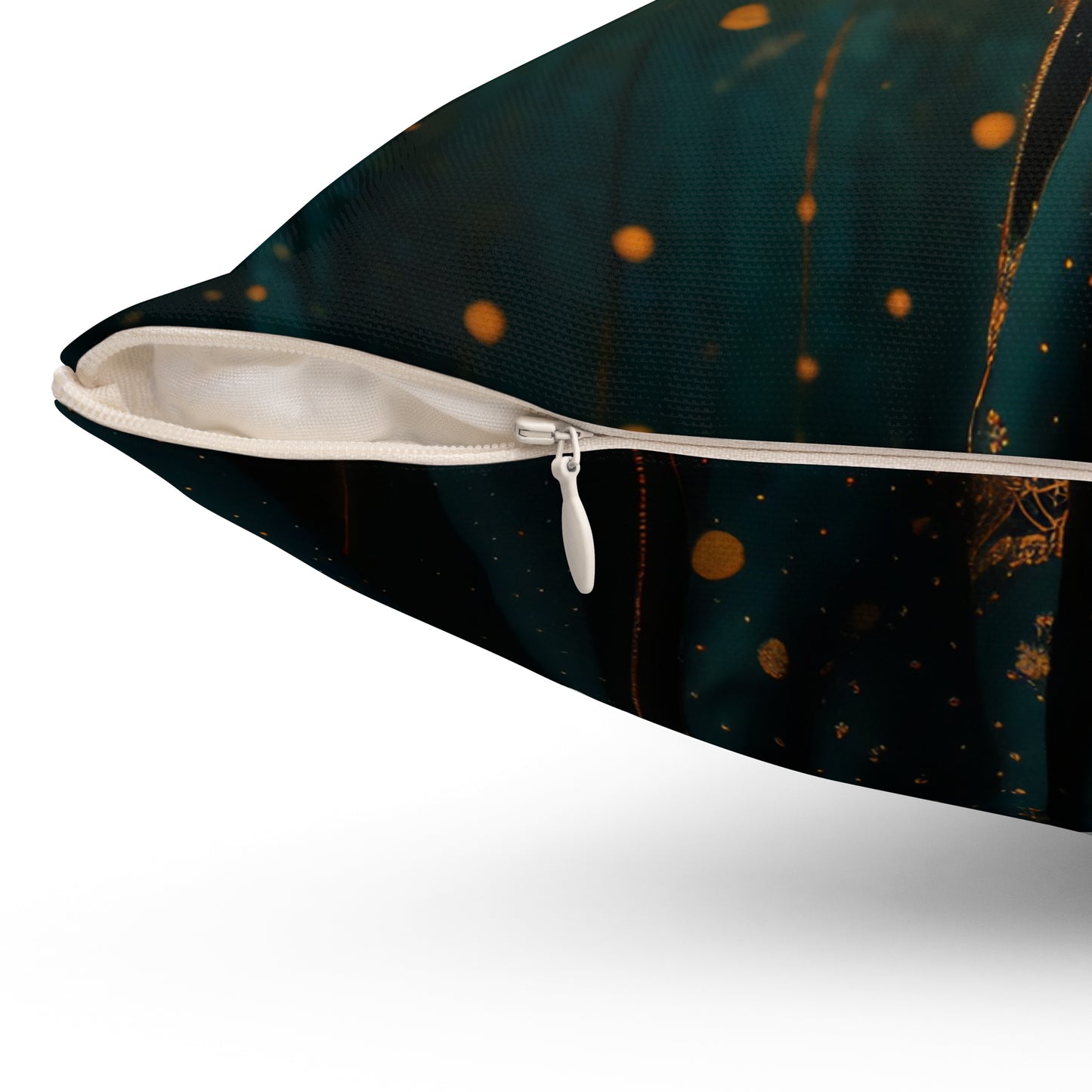 Aurora of the Golden Veil pillow l  Square Pillow - by Fairyhill Studio