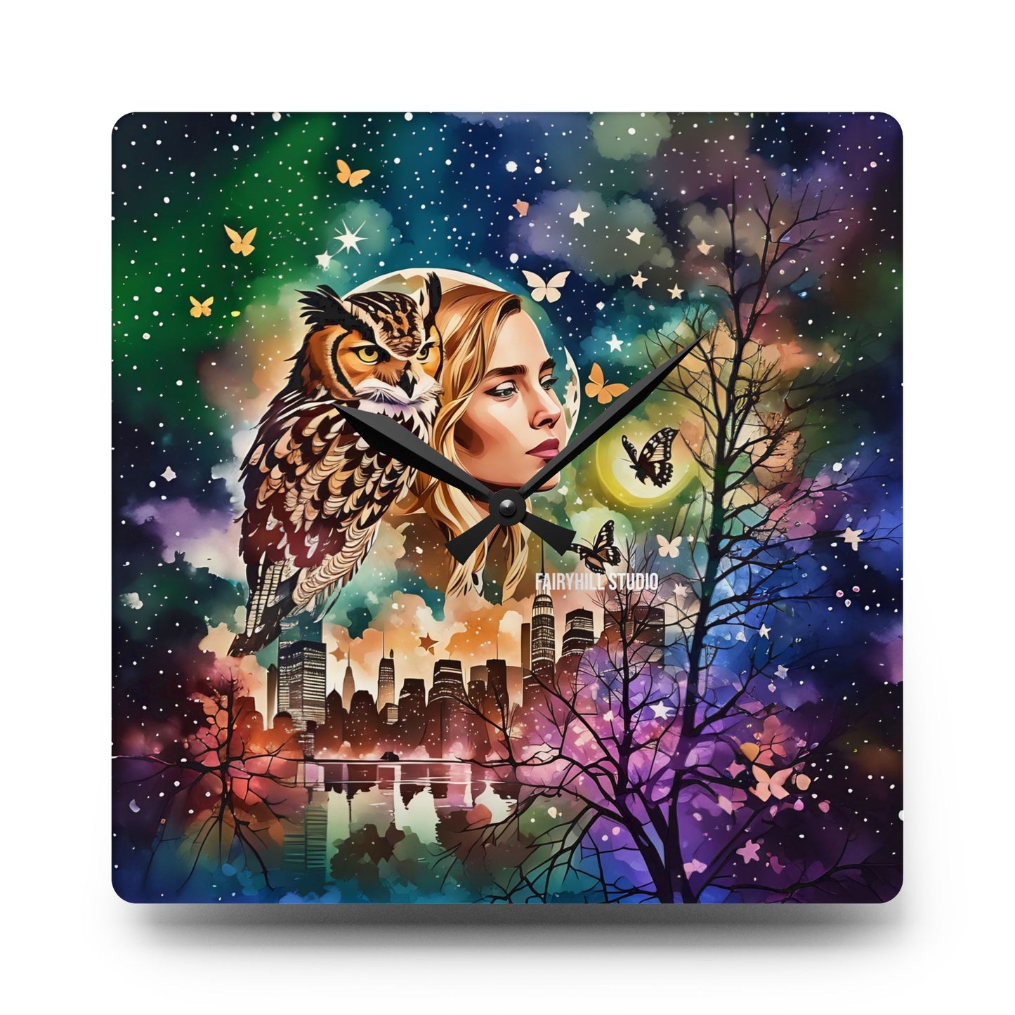 Acrylic Wall Clock -Owl Flaco Newyork/Art
