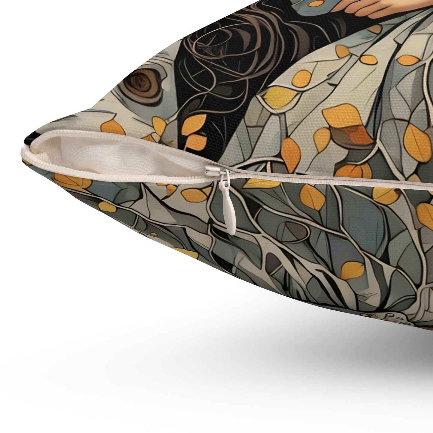 Square Pillow - Sleeping Beauty of the Birch Forest Fairy Hill Studio Art Design