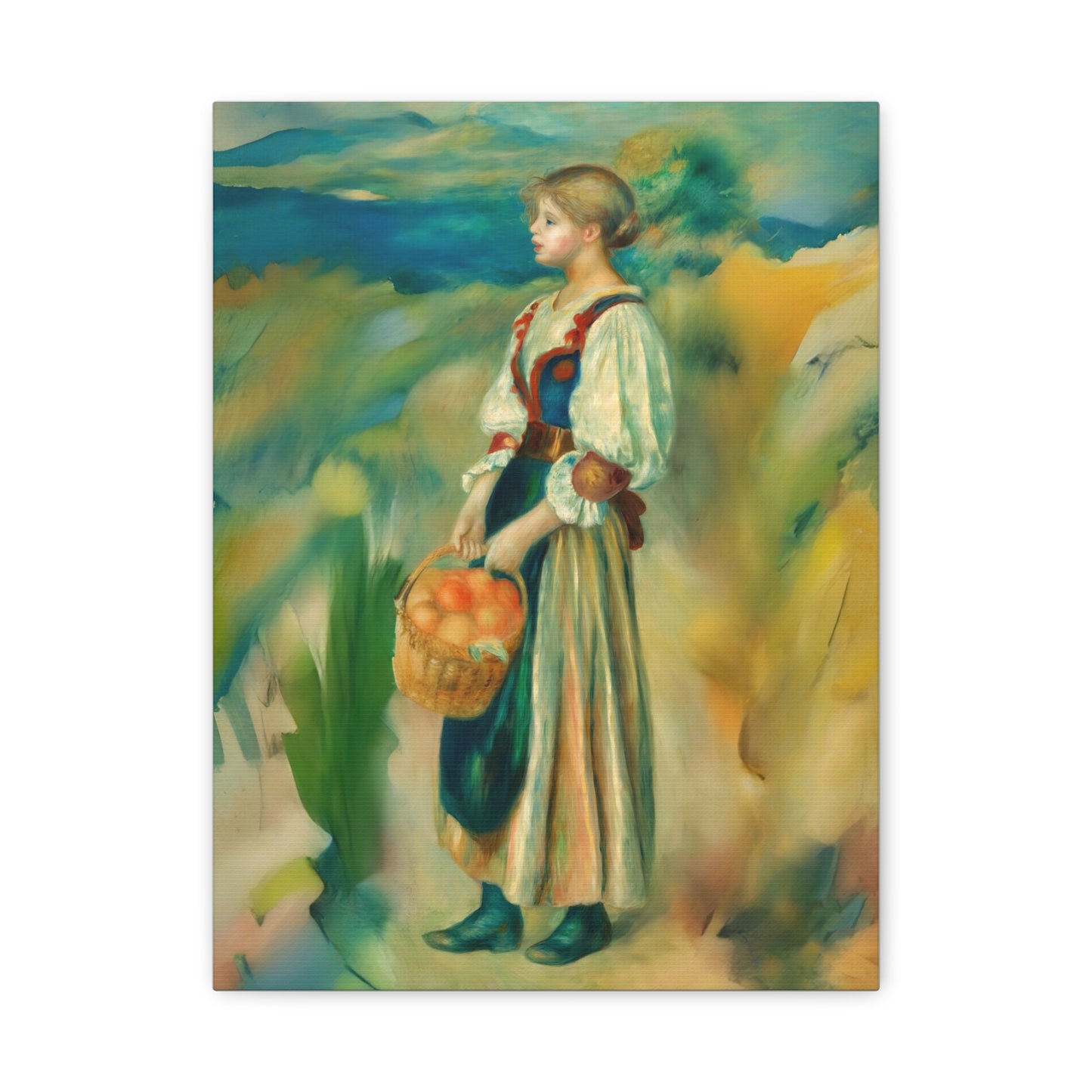 Canvas Print - Girl with a Basket of Oranges Art by Auguste Renoir