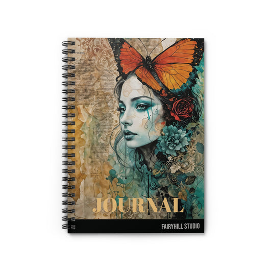 Personalized Girl with a Butterfly Journal - Spiral Notebook