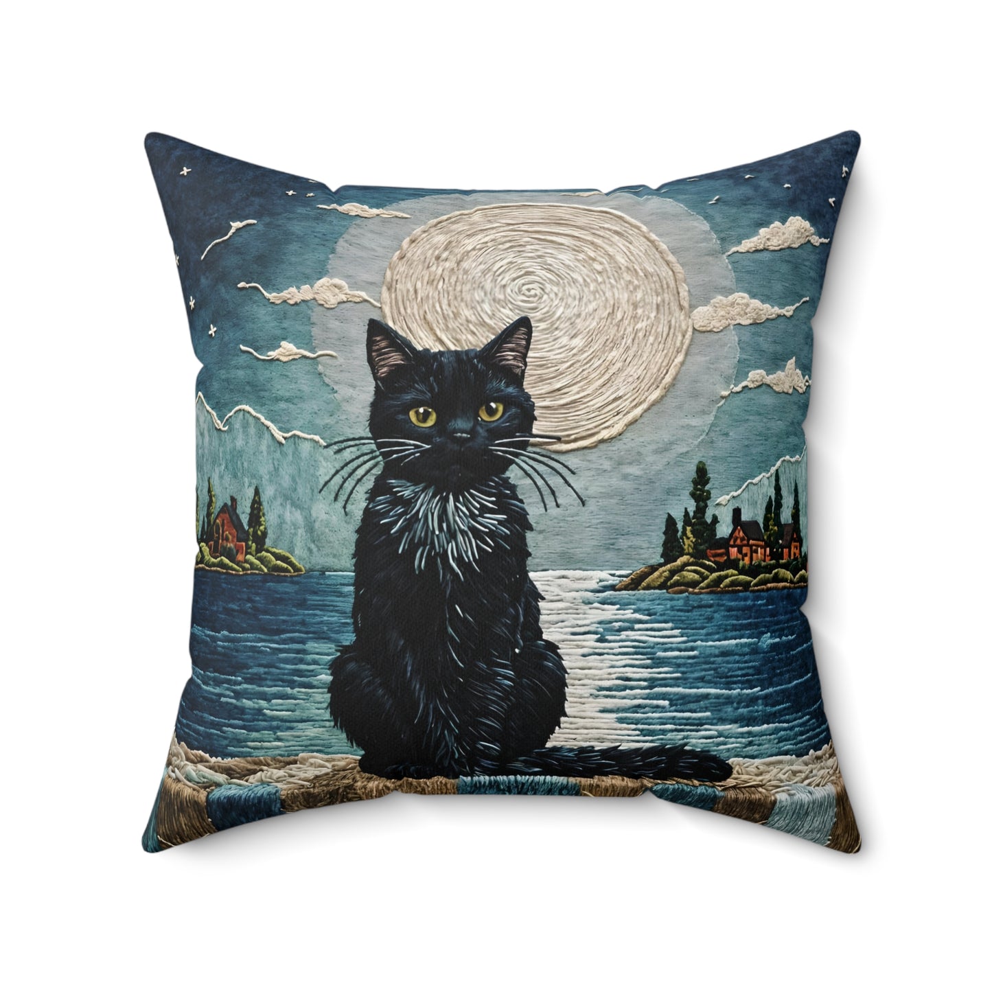 Black Cat Moonlight Pillow