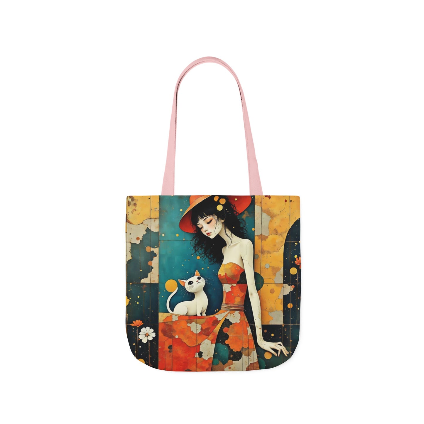 Colorful Cat -Inspired Canvas Tote Bag - Perfect for Beach Days, Eco-Friendly Shopping, and Summer Fun!