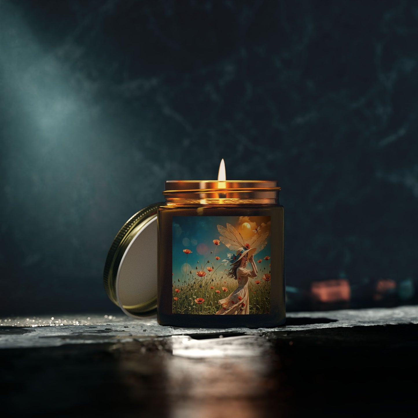 Poppies Scented Candle - Coconut Apricot Wax (4oz, 9oz) - Garden Beauty