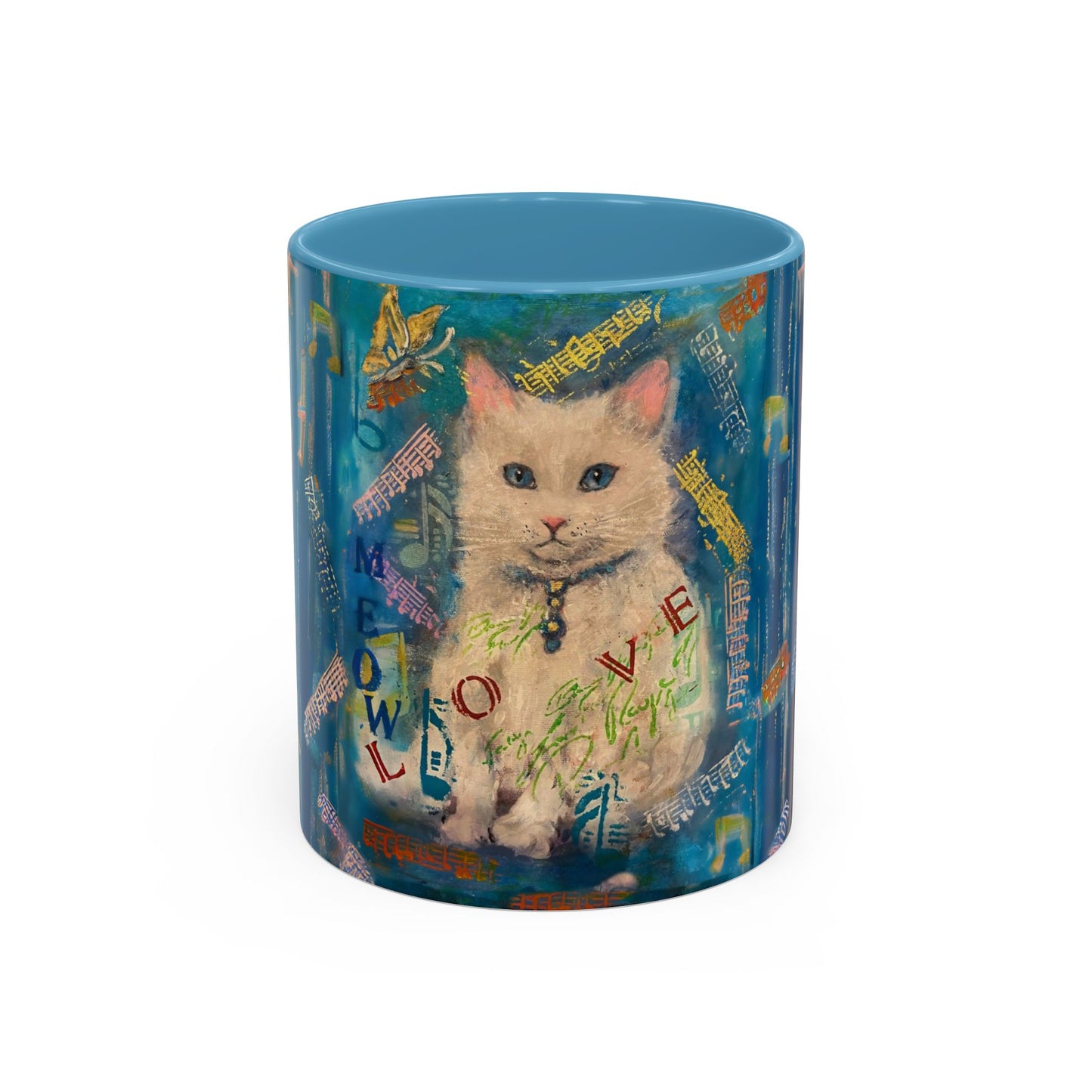 Mug - Lovely White Cat Love Art Accent Coffee Mug (11, 15oz)